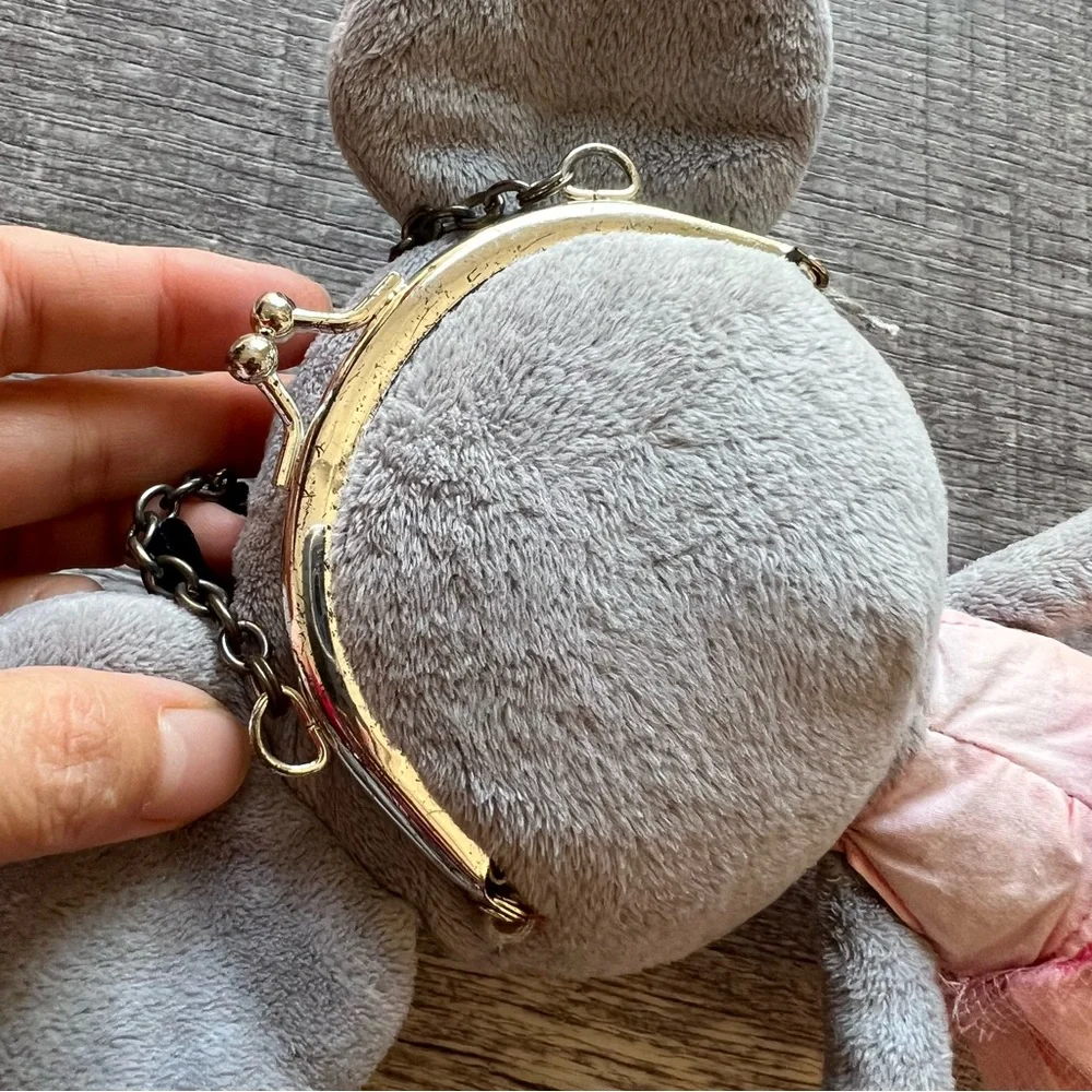 Gymboree Purse Plush Stuffed Animal Mouse Gray Pink Ballerina Tutu Girls Toy Bow